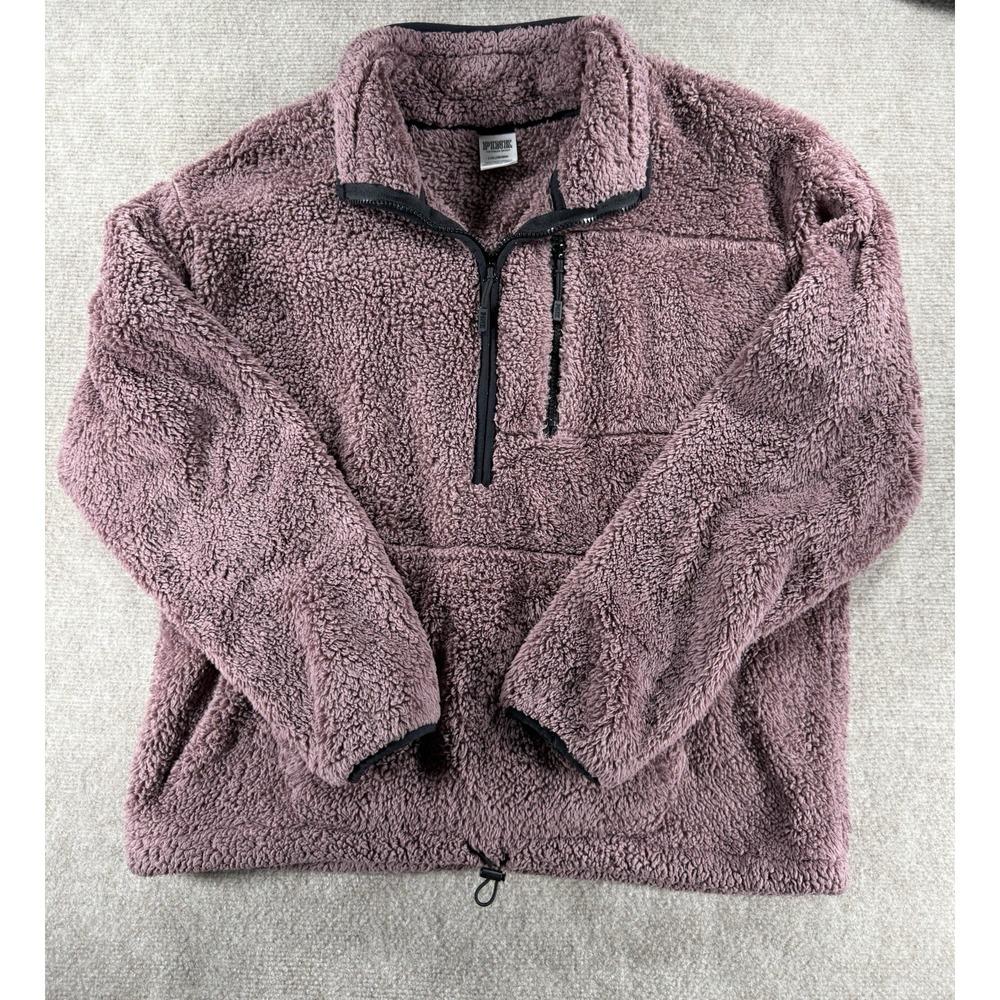 Pink by Victoria Secret Women's‎ Large Quarter Zip Sherpa Fleece Purple Mauve